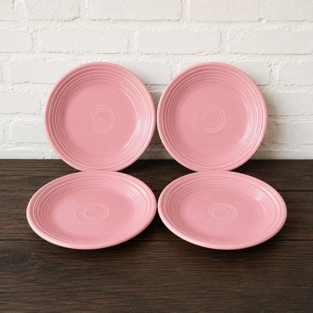 Vintage Fiesta Rose Pink Salad Plates Set of 4 Homer Laughlin 7.25 Inch